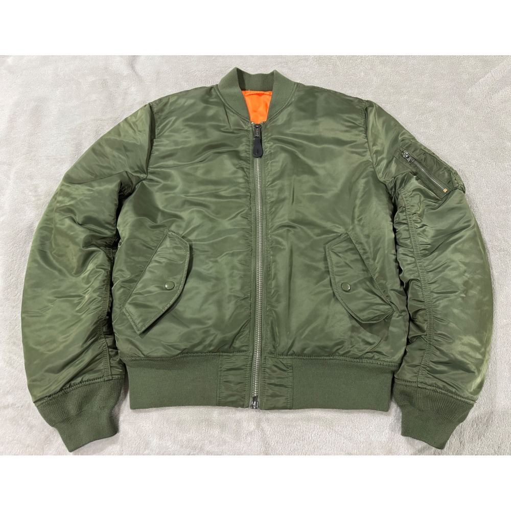 Alpha Industries MA-1 Slim Fit Bomber Jacket Sage Green Orange Lining Reversible